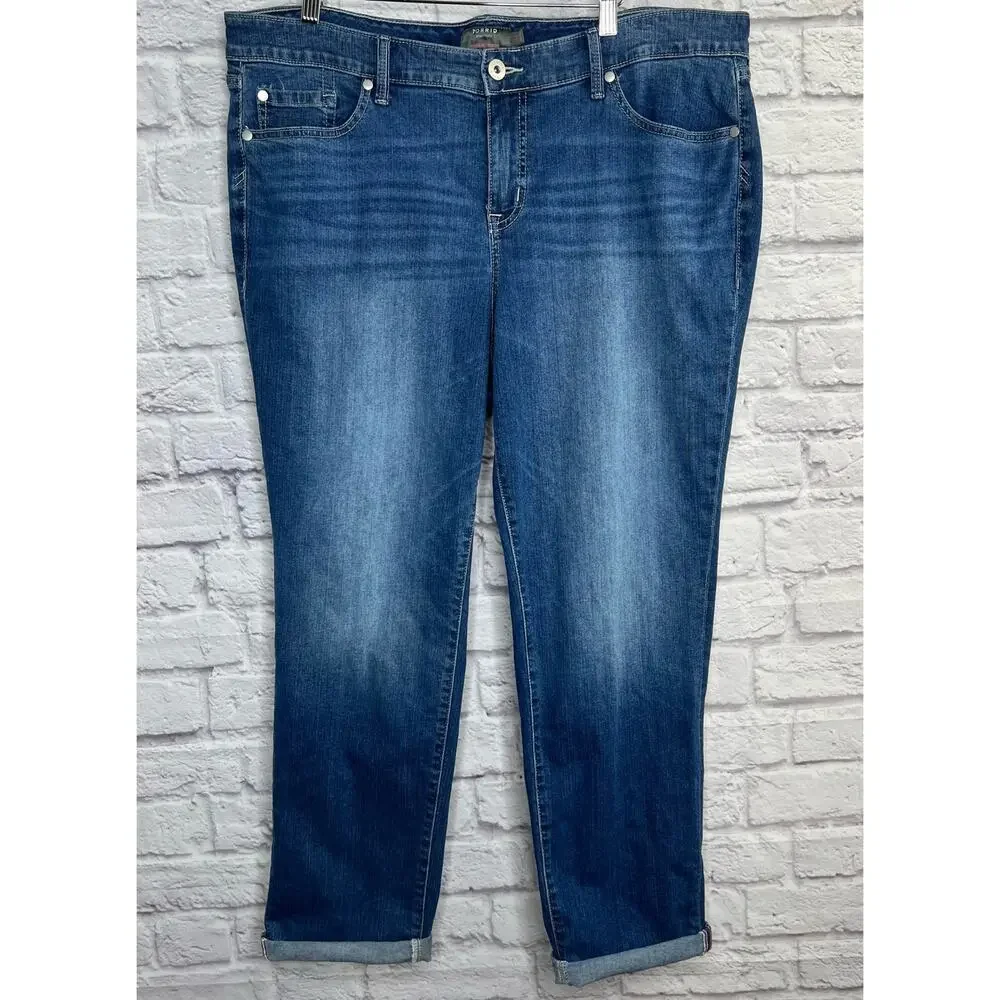 torrid Size 18 Medium Dark Wash Boyfriend Straight Vintage Stretch Mid-Rise Jean - Picture 7 of 13